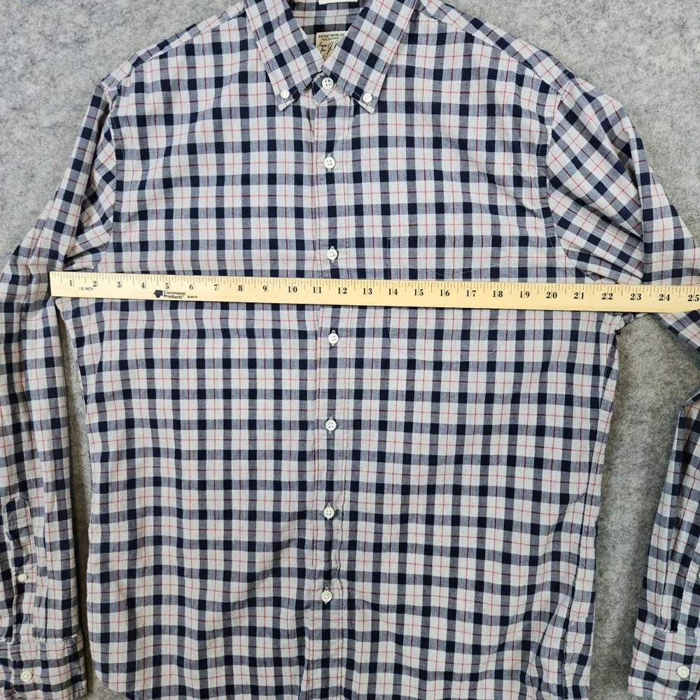 J Crew Men's Secret Wash‎ Shirting Size M Organic Cotton Shirt Blue/Mauve Checks